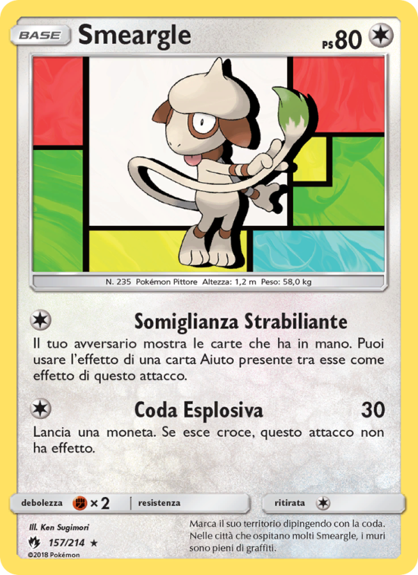 Smeargle 157/236 — Lost Thunder (Italian Pokémon TCG card)