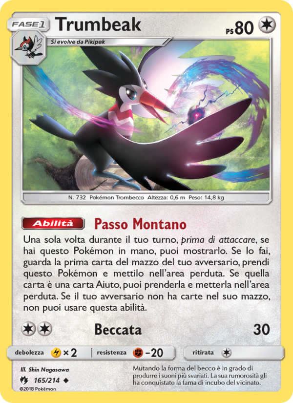 Trumbeak 165/236 — Lost Thunder (Italian Pokémon TCG card)
