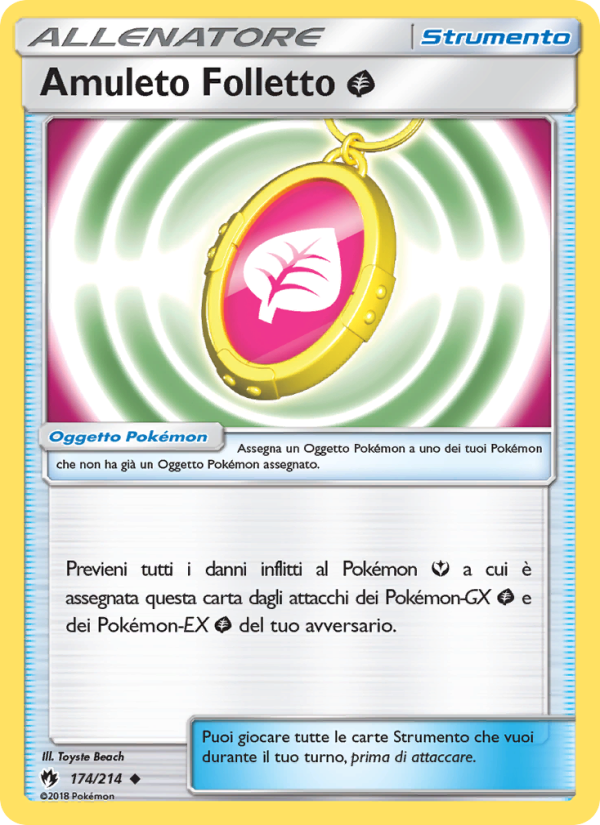 Amuleto Folletto Grass 174/236 — Lost Thunder (Italian Pokémon TCG card)
