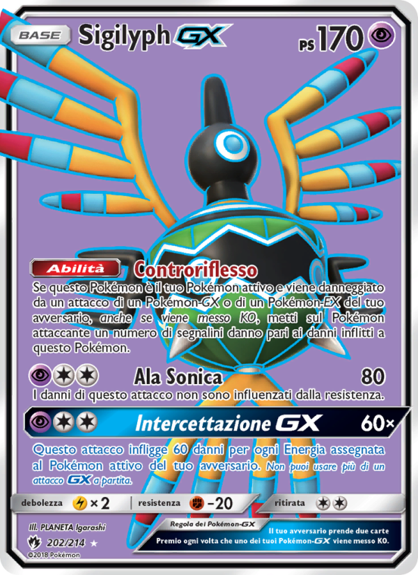 Sigilyph GX 202/236 — Lost Thunder (Italian Pokémon TCG card)