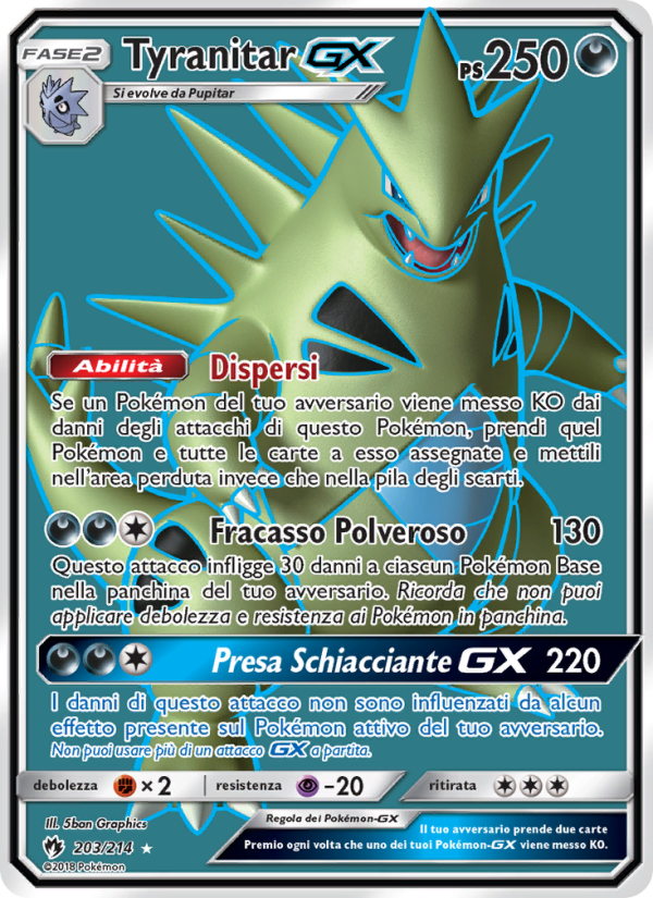 Tyranitar GX 203/236 — Lost Thunder (Italian Pokémon TCG card)