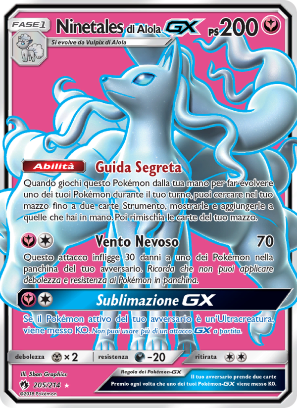 Ninetales di Alola GX 205/236 — Lost Thunder (Italian Pokémon TCG card)