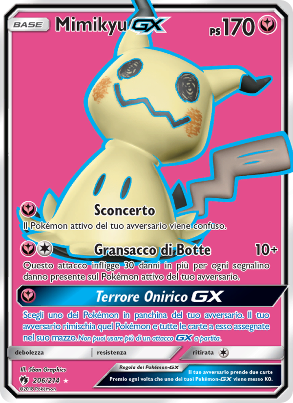 Mimikyu GX 206/236 — Lost Thunder (Italian Pokémon TCG card)