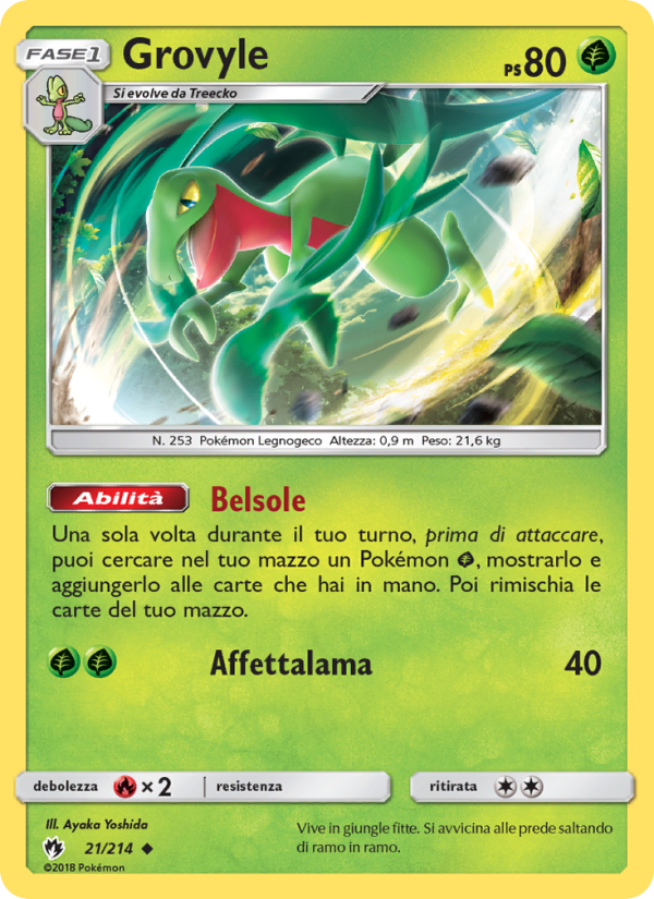 Grovyle 021/236 — Lost Thunder (Italian Pokémon TCG card)
