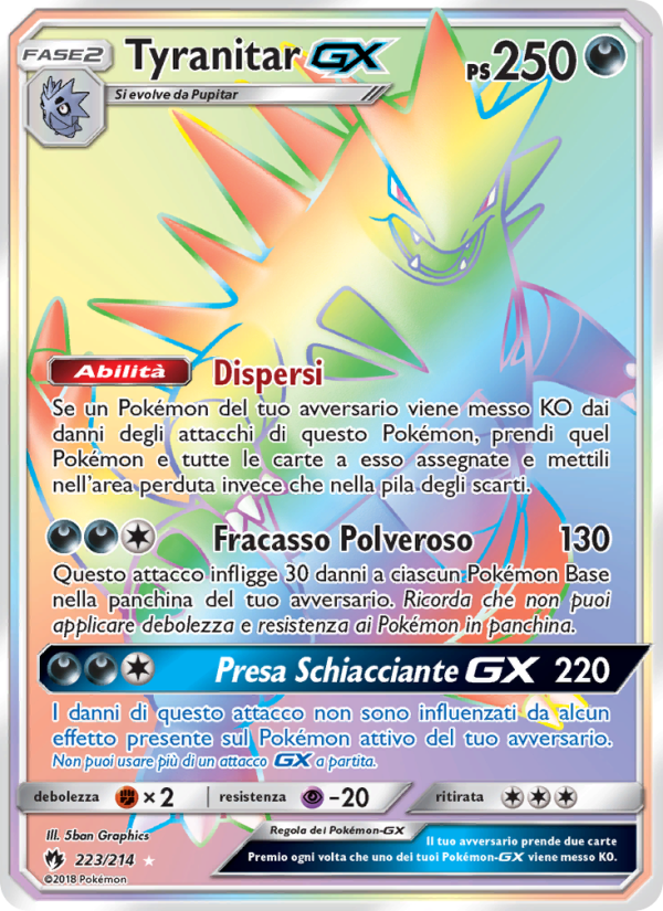 Tyranitar GX 223/236 — Lost Thunder (Italian Pokémon TCG card)