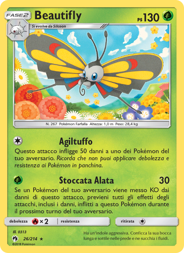 Beautifly 026/236 — Lost Thunder (Italian Pokémon TCG card)