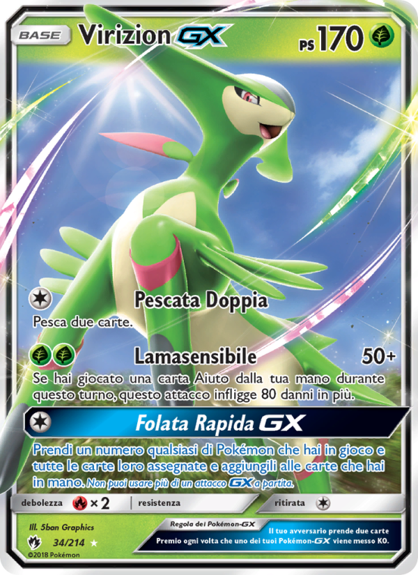 Virizion GX 034/236 — Lost Thunder (Italian Pokémon TCG card)