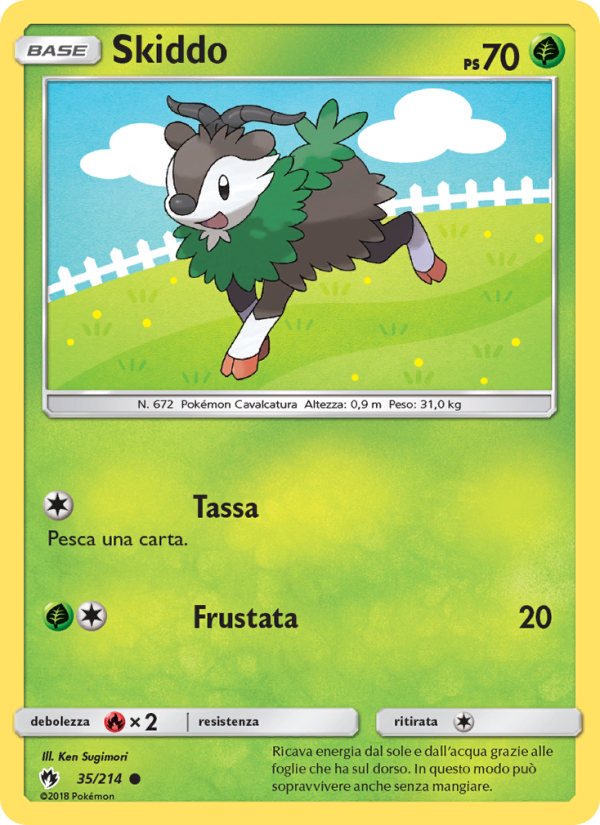Skiddo 035/236 — Lost Thunder (Italian Pokémon TCG card)