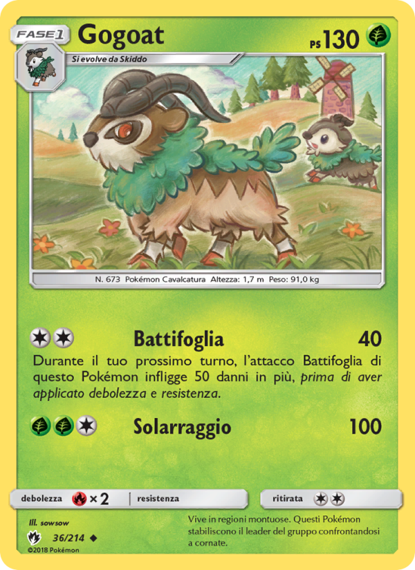 Gogoat 036/236 — Lost Thunder (Italian Pokémon TCG card)