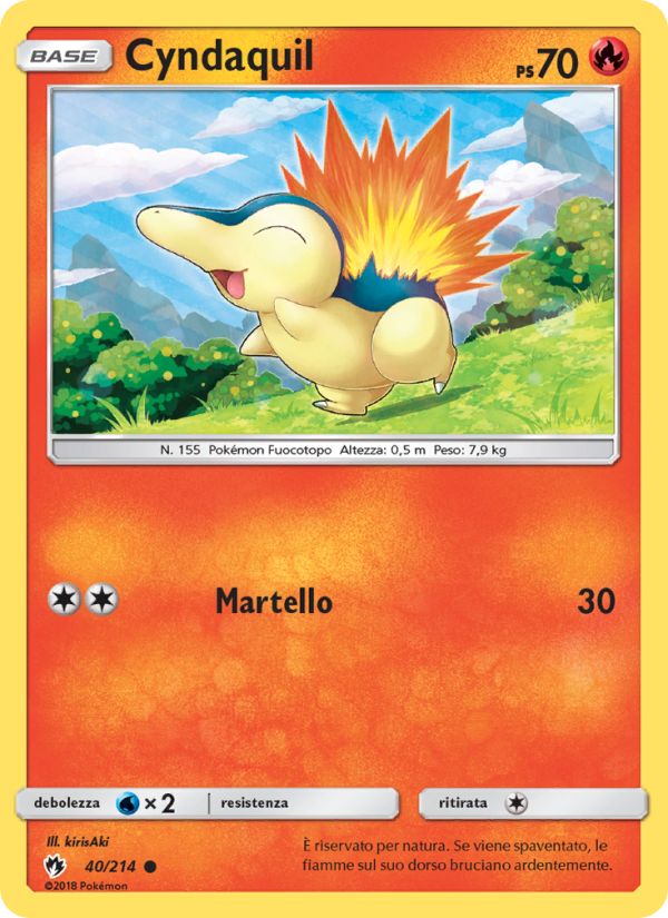 Cyndaquil 040/236 — Lost Thunder (Italian Pokémon TCG card)
