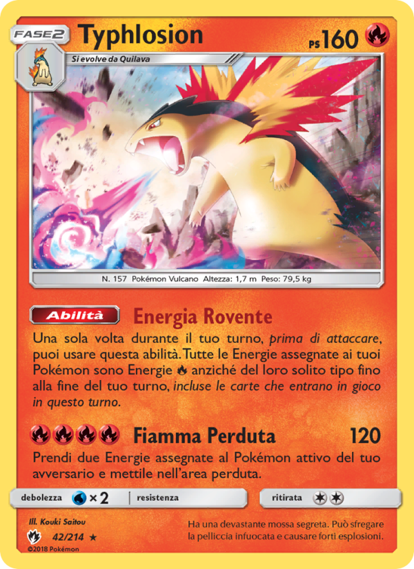 Typhlosion 042/236 — Lost Thunder (Italian Pokémon TCG card)