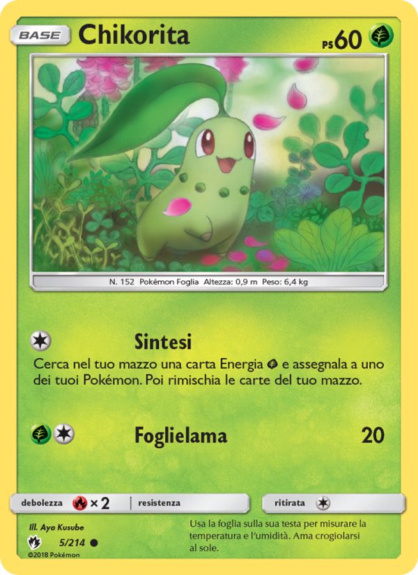 Chikorita 005/236 — Lost Thunder (Italian Pokémon TCG card)