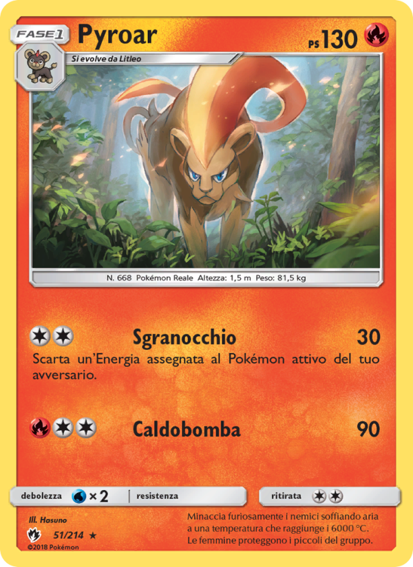 Pyroar 051/236 — Lost Thunder (Italian Pokémon TCG card)