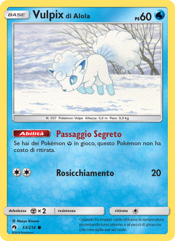Vulpix di Alola 053/236 — Lost Thunder (Italian Pokémon TCG card)