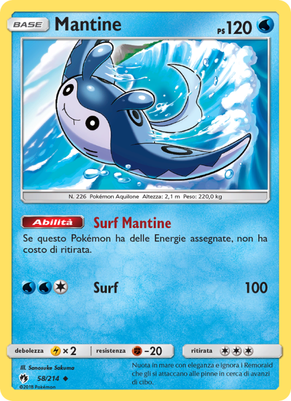 Mantine 058/236 — Lost Thunder (Italian Pokémon TCG card)