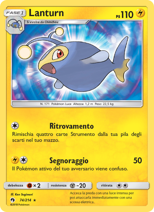 Lanturn 074/236 — Lost Thunder (Italian Pokémon TCG card)