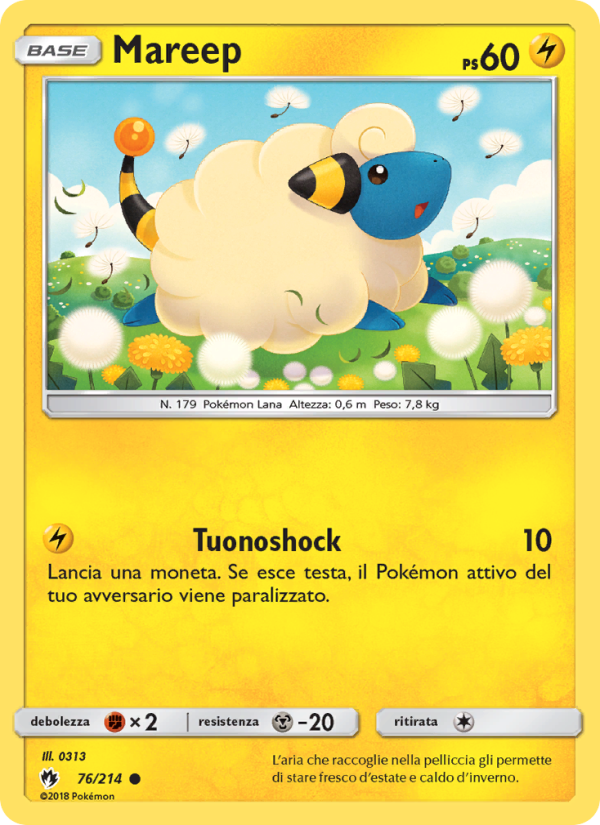Mareep 076/236 — Lost Thunder (Italian Pokémon TCG card)