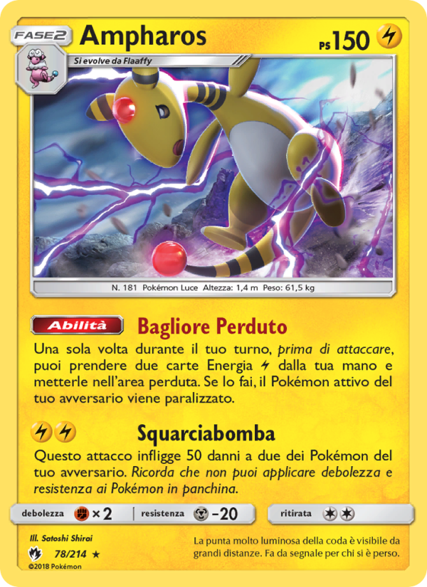 Ampharos 078/236 — Lost Thunder (Italian Pokémon TCG card)