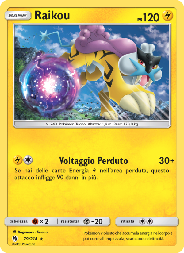 Raikou 079/236 — Lost Thunder (Italian Pokémon TCG card)
