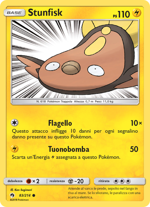 Stunfisk 083/236 — Lost Thunder (Italian Pokémon TCG card)