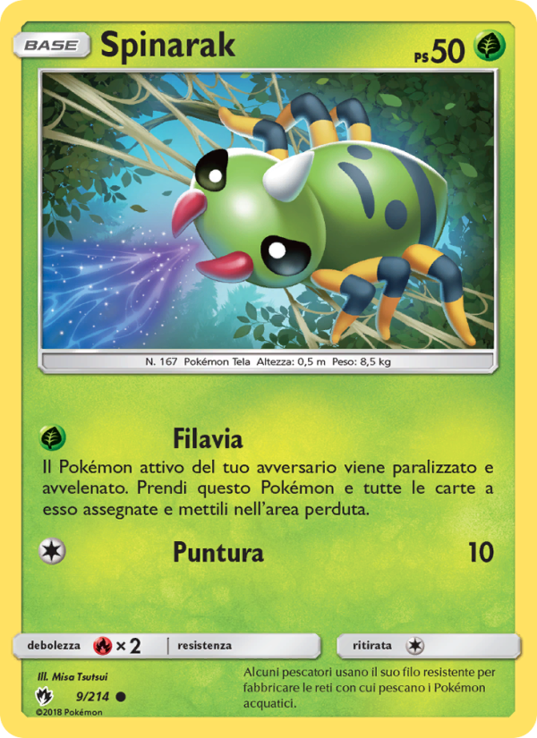 Spinarak 009/236 — Lost Thunder (Italian Pokémon TCG card)