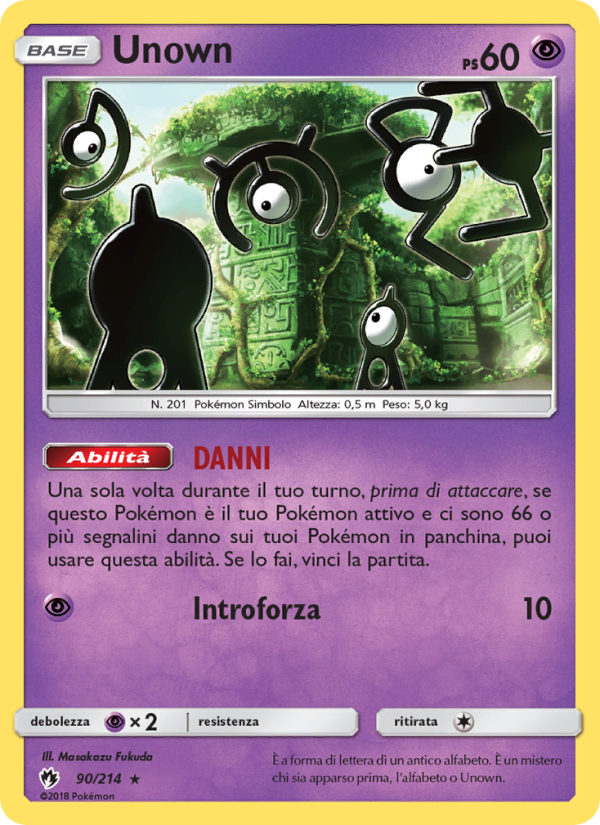 Unown 090/236 — Lost Thunder (Italian Pokémon TCG card)
