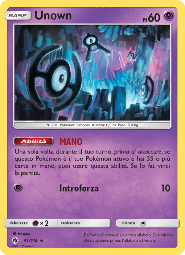 Unown 091/236 — Lost Thunder (Italian Pokémon TCG card)