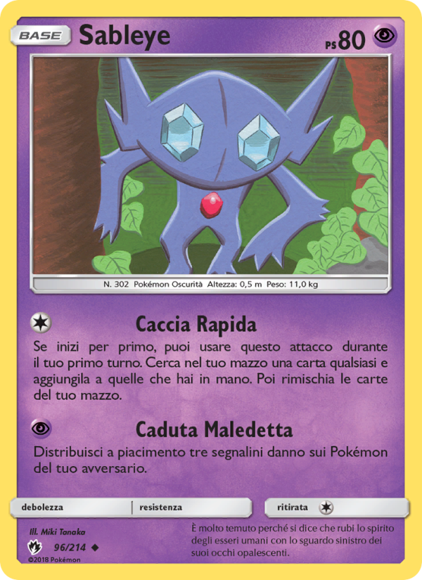 Sableye 096/236 — Lost Thunder (Italian Pokémon TCG card)