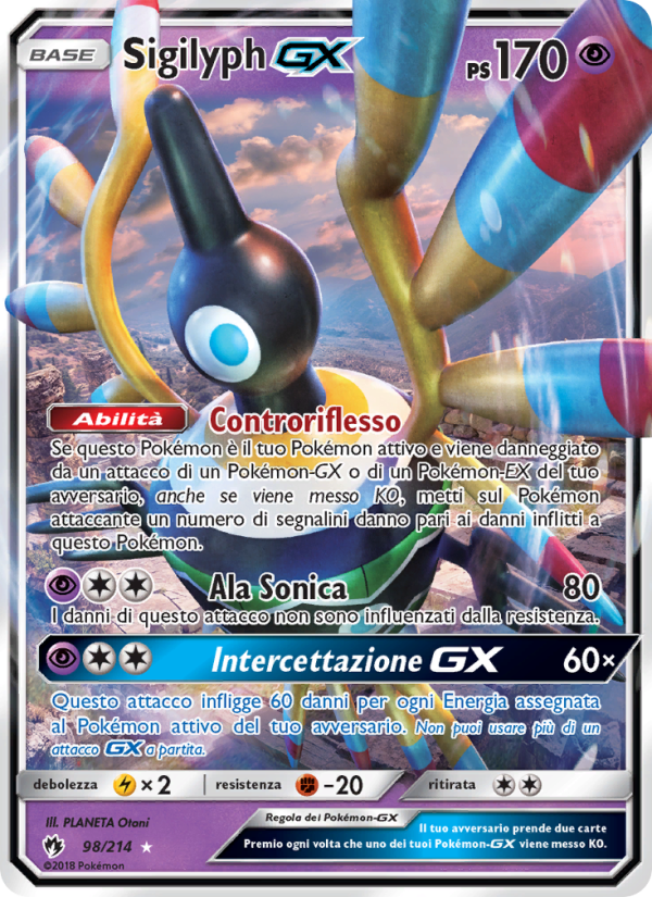 Sigilyph GX 098/236 — Lost Thunder (Italian Pokémon TCG card)