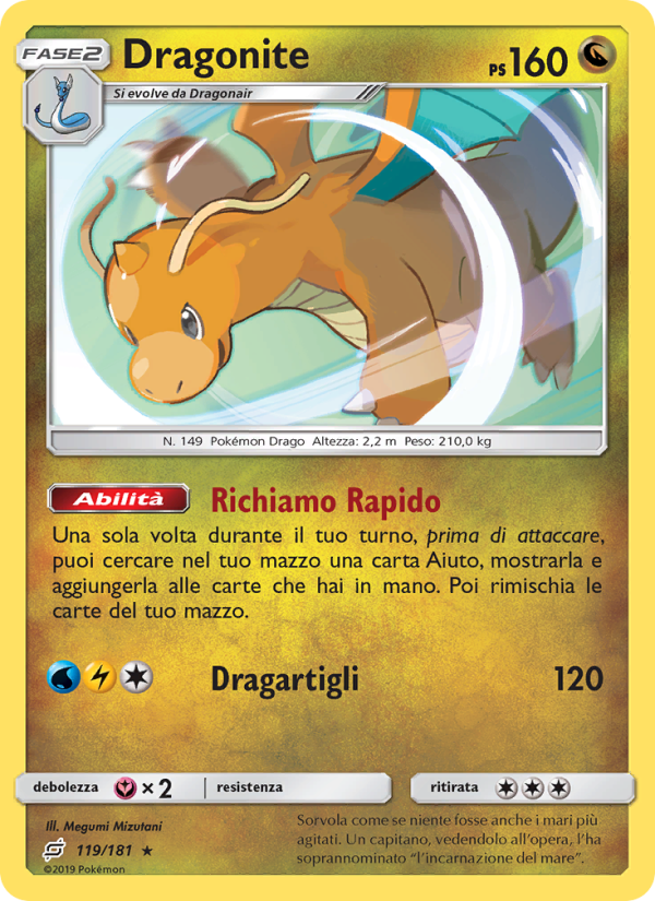 Dragonite 119/196 — Team Up (Italian Pokémon TCG card)