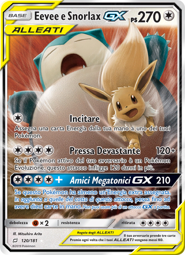 Eevee e Snorlax GX 120/196 — Team Up (Italian Pokémon TCG card)