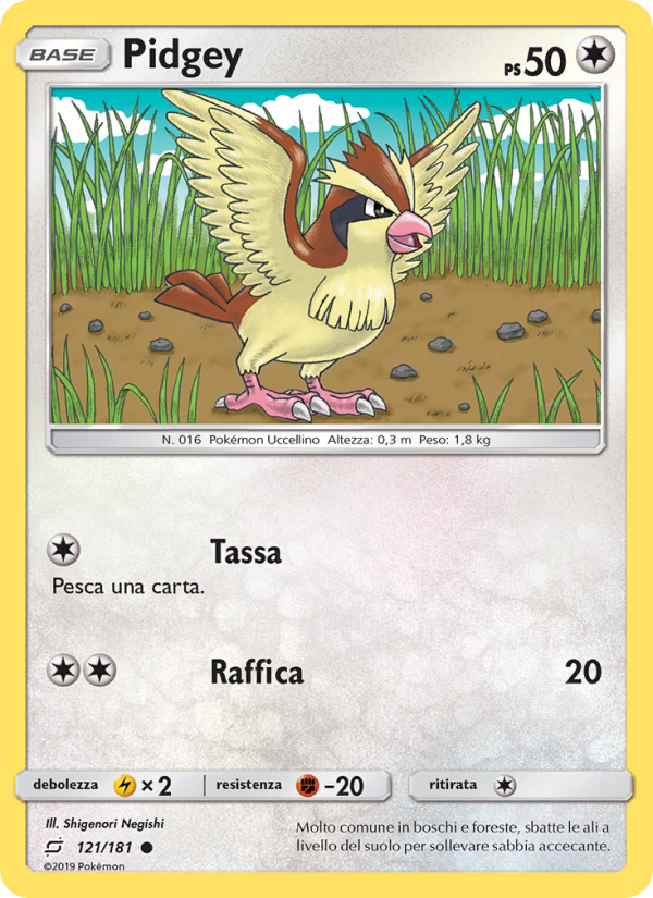 Pidgey 121/196 — Team Up (Italian Pokémon TCG card)