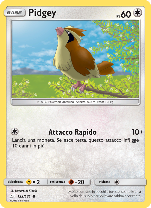 Pidgey 122/196 — Team Up (Italian Pokémon TCG card)