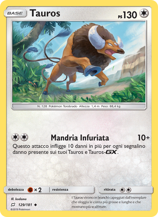 Tauros 129/196 — Team Up (Italian Pokémon TCG card)