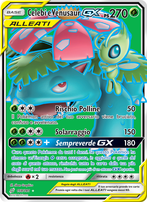 Celebi e Venusaur GX 159/196 — Team Up (Italian Pokémon TCG card)