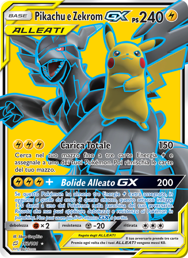 Pikachu e Zekrom GX 162/196 — Team Up (Italian Pokémon TCG card)