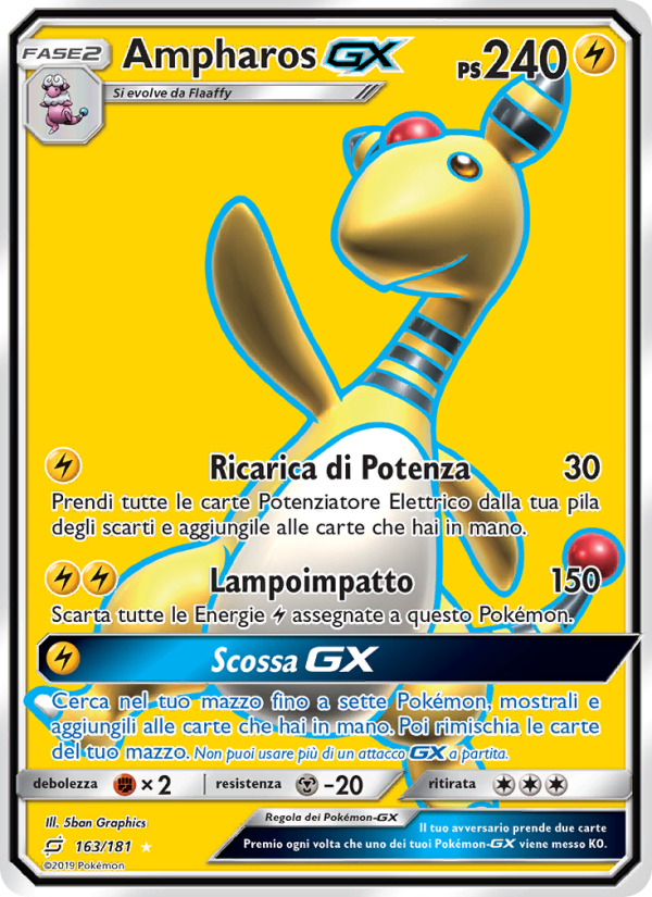 Ampharos GX 163/196 — Team Up (Italian Pokémon TCG card)