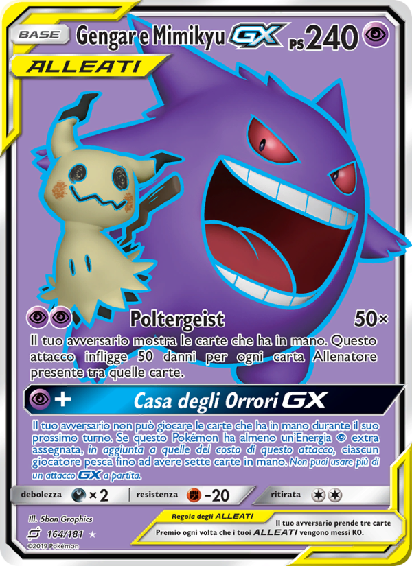 Gengar e Mimikyu GX 164/196 — Team Up (Italian Pokémon TCG card)