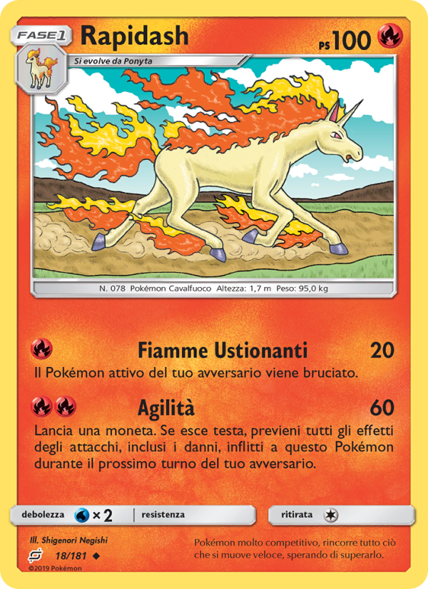 Rapidash 018/196 — Team Up (Italian Pokémon TCG card)