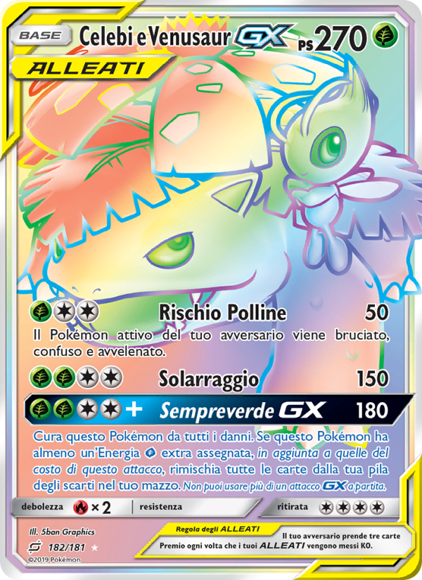 Celebi e Venusaur GX 182/196 — Team Up (Italian Pokémon TCG card)