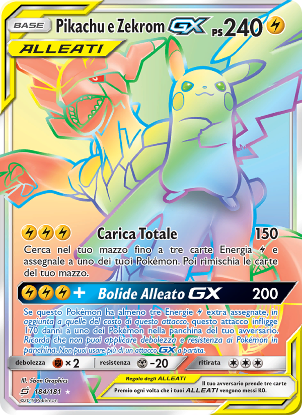 Pikachu e Zekrom GX 184/196 — Team Up (Italian Pokémon TCG card)