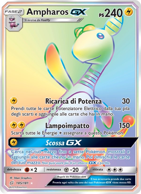 Ampharos GX 185/196 — Team Up (Italian Pokémon TCG card)