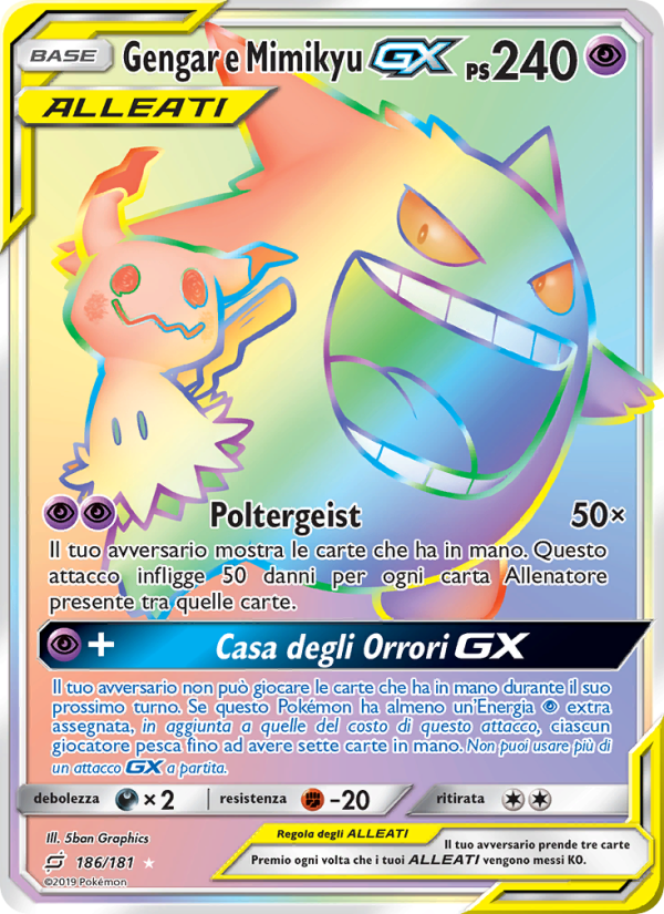 Gengar e Mimikyu GX 186/196 — Team Up (Italian Pokémon TCG card)