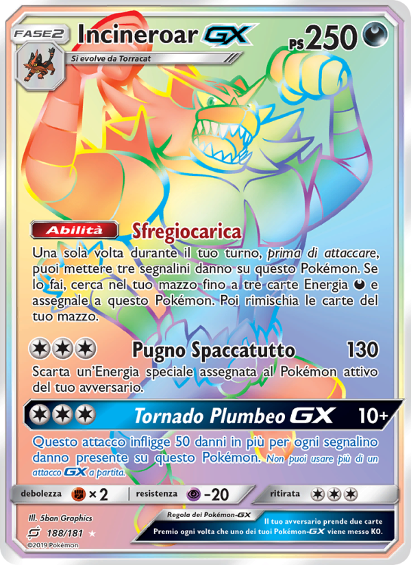Incineroar GX 188/196 — Team Up (Italian Pokémon TCG card)
