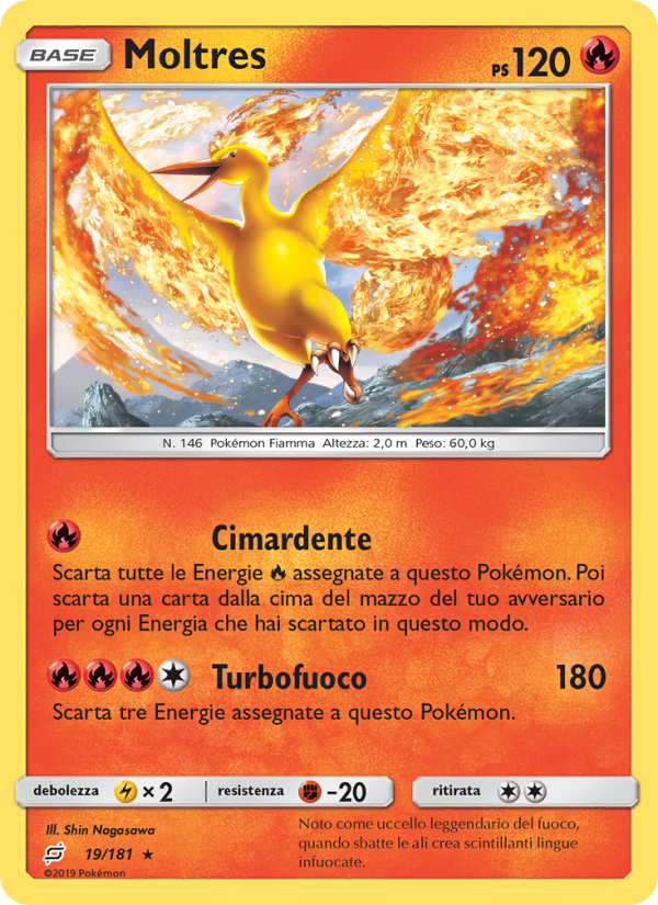 Moltres 019/196 — Team Up (Italian Pokémon TCG card)