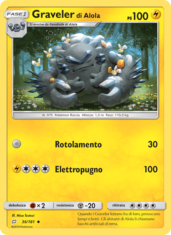 Graveler di Alola 036/196 — Team Up (Italian Pokémon TCG card)