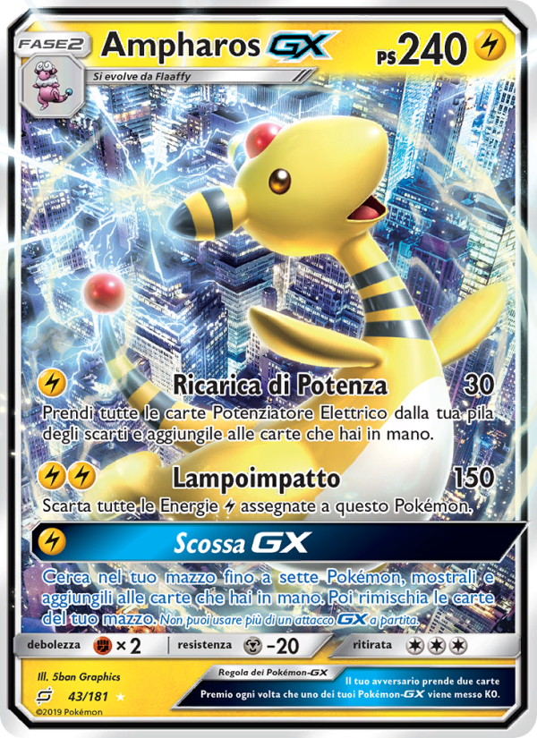 Ampharos GX 043/196 — Team Up (Italian Pokémon TCG card)