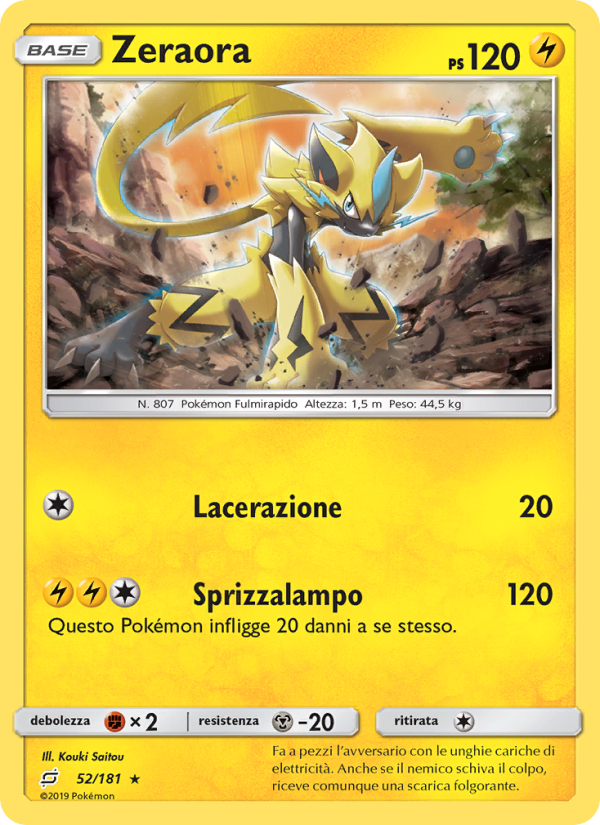 Zeraora 052/196 — Team Up (Italian Pokémon TCG card)