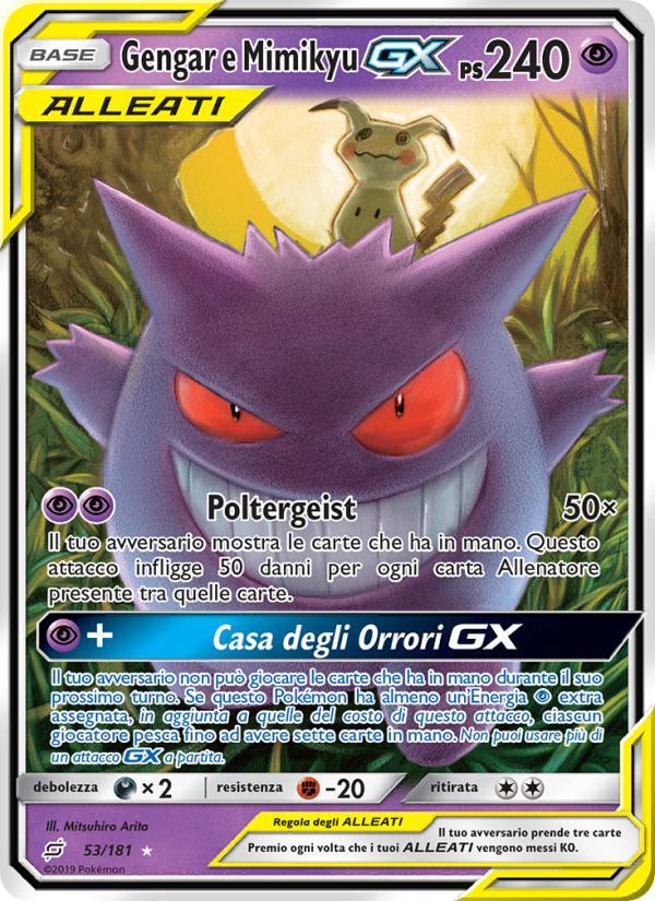 Gengar e Mimikyu GX 053/196 — Team Up (Italian Pokémon TCG card)