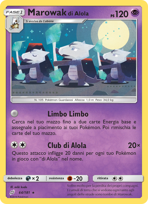 Marowak di Alola 064/196 — Team Up (Italian Pokémon TCG card)